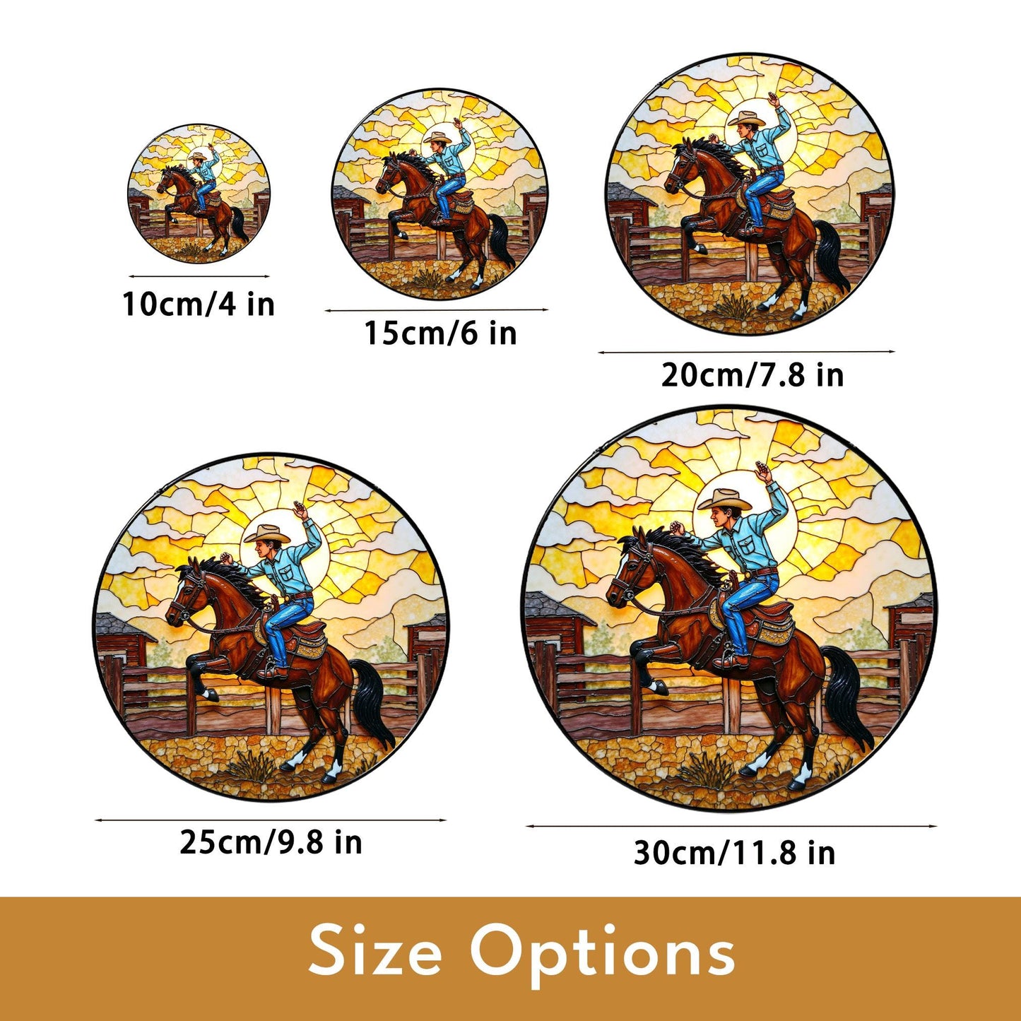 Cowboy on Horseback Stained Glass Western Suncatcher Window Art Gift for Father or Western Decor Lovers