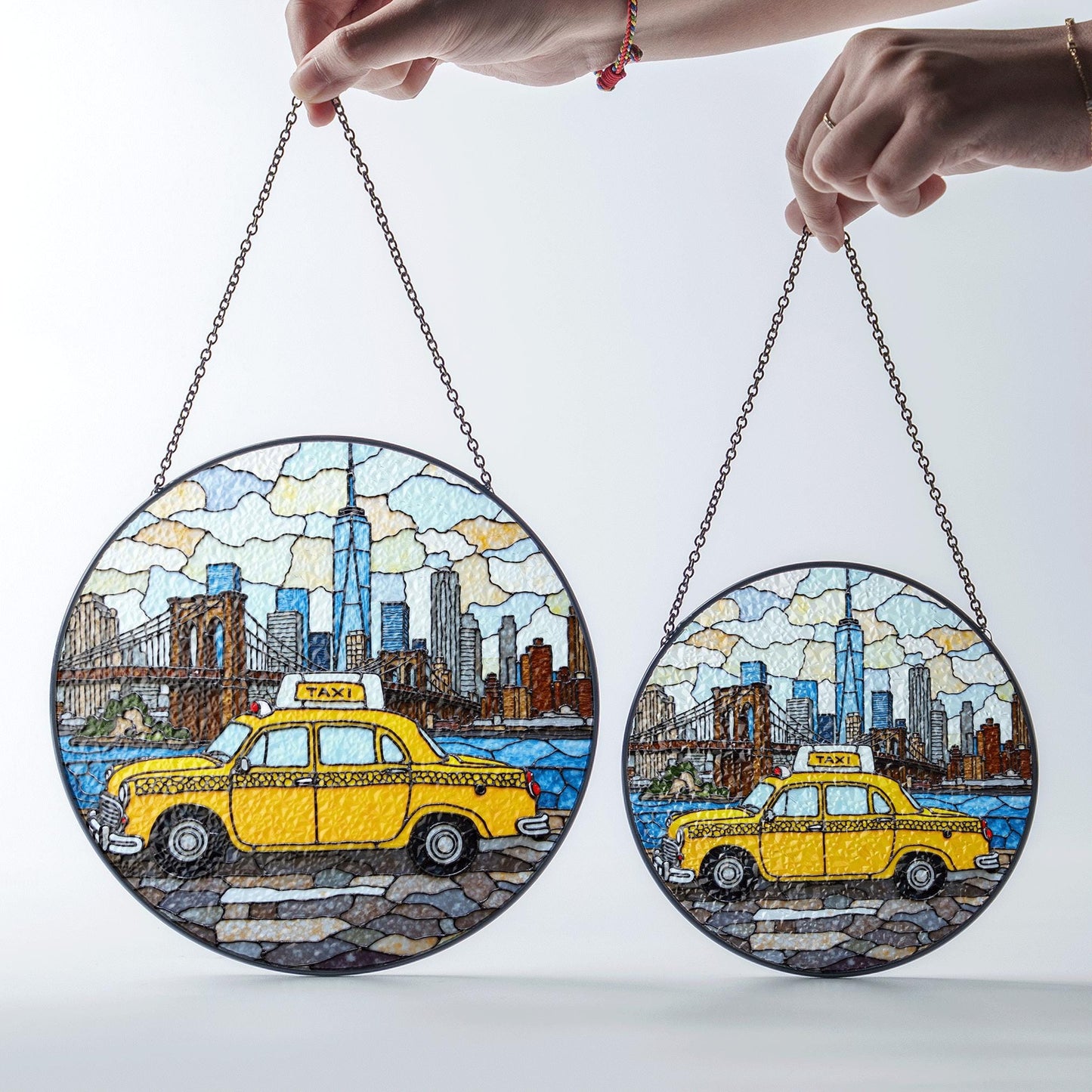 New York City Taxi Skyline Suncatcher Window Hanging Gift for Dad