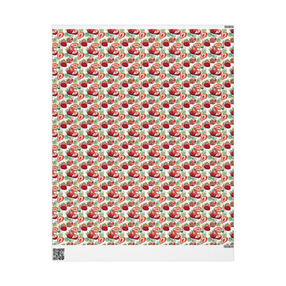 Strawberry Wrapping Paper for Bridesmaid Gifts | Fun Berry Gift Wrap for Wedding Day | Pink Summer Fruit Party Decor