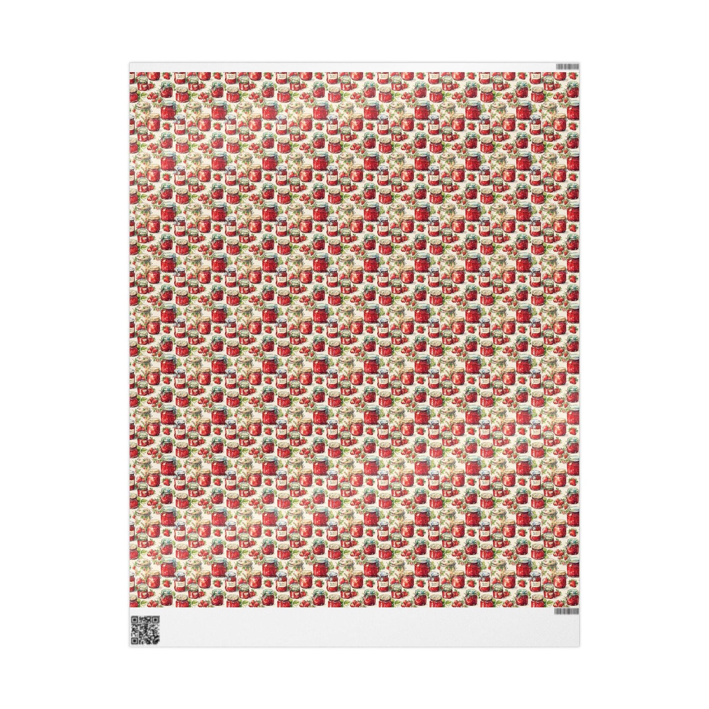 Rustic Strawberry Jam Gift Wrap for Mother's Day Presents | Cute Farmhouse Wrapping Paper for Homemade Jarred Gifts
