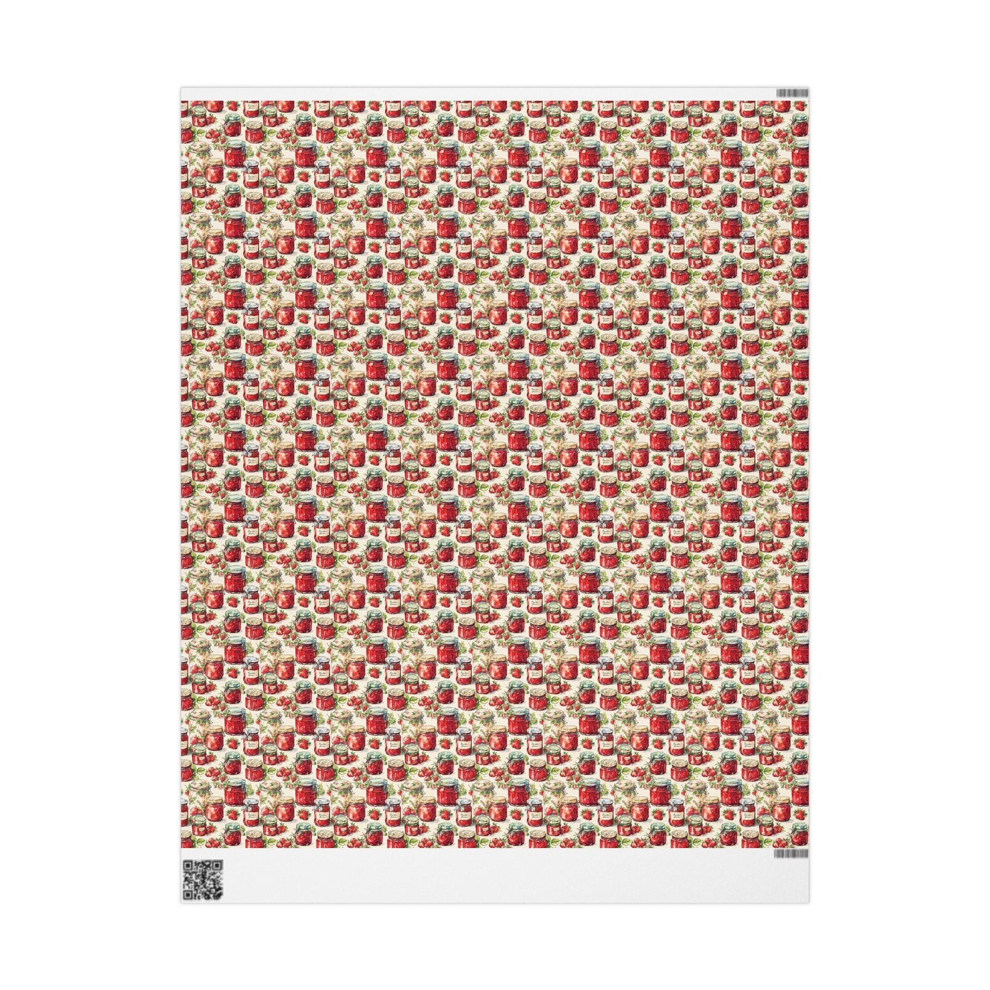 Rustic Strawberry Jam Gift Wrap for Mother's Day Presents | Cute Farmhouse Wrapping Paper for Homemade Jarred Gifts