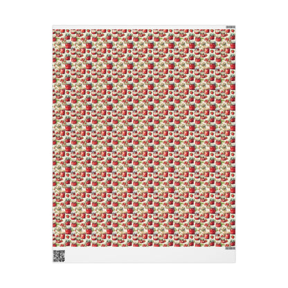 Rustic Strawberry Jam Gift Wrap for Mother's Day Presents | Cute Farmhouse Wrapping Paper for Homemade Jarred Gifts