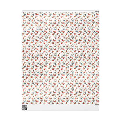 Strawberry Goose Wrapping Paper for Baby Girl Shower Gifts | Sweet Berry Gift Wrap Sheets for Moms | Cute Party Packaging