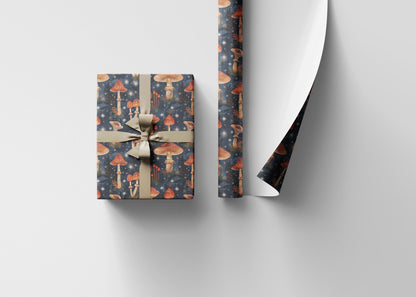 Whimsical Forest Mushroom Gift Wrapping Paper | Nature Inspired Toadstool Wrap Sheets | Dark Academia Packaging for All Occasions