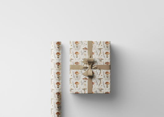 Rustic Mushroom Wrapping Paper Set | Whimsical Forest Fungi Gift Wrap for Nature Inspired Birthdays and Special Occasions