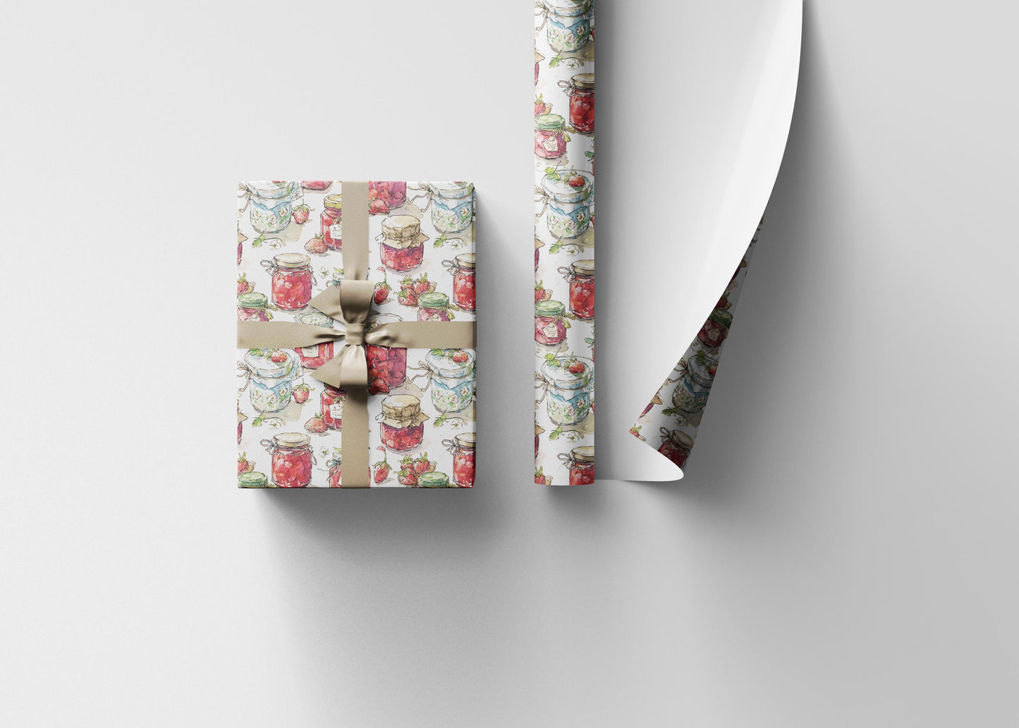 Strawberry Jam Wrapping Paper for Wedding Favors | Farm to Table Inspired Gift Wrap for Guests | Rustic Bridal Shower Decor