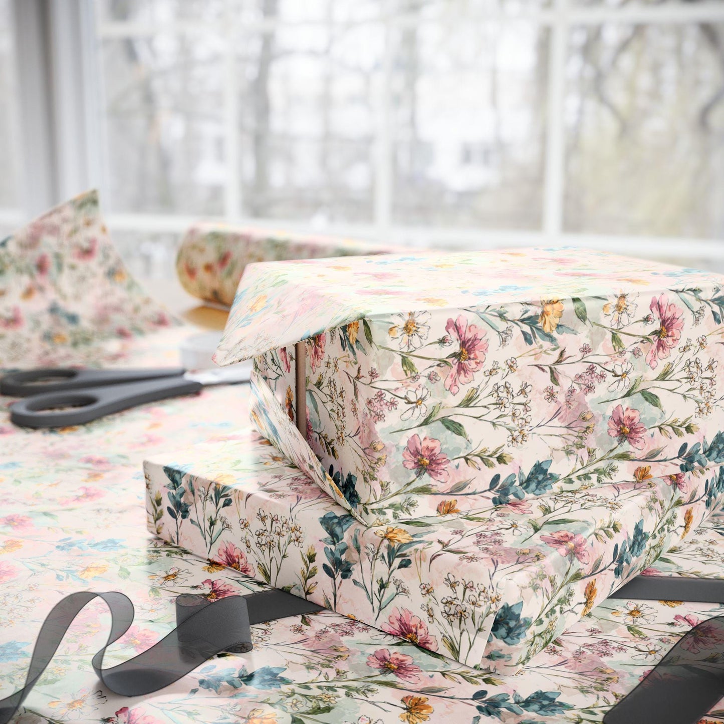 Botanical Wildflower Gift Wrap for Mother's Day | Eco Friendly Floral Wrapping Paper for Women Who Love Gardening