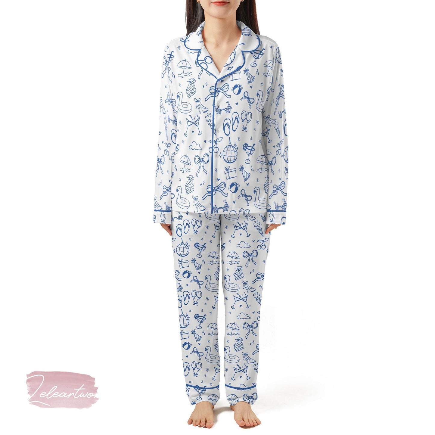 The Summer I Turned Set – Black Summer Icons Pajama Set with Pool Party & Beach Vibes, Cute Relaxed Fit Lounge Outfit