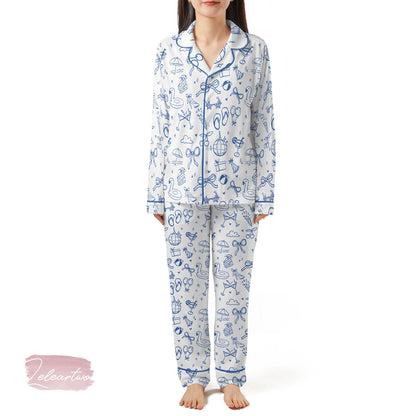 The Summer I Turned Set – Black Summer Icons Pajama Set with Pool Party & Beach Vibes, Cute Relaxed Fit Lounge Outfit