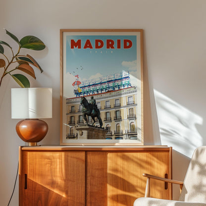 Madrid Poster, Spain Art Prints, Madrid Wall Art, Madrid Print, Puerta Del Sol Print, Spanish Art, Madrid Travel Poster, Vintage Spain