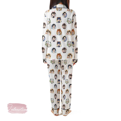 Ateez Chibi Pajama Set – Kpop Short Sleeve Sleepwear Featuring All 8 Members in Cute Outfits, Cozy ATEEZ Fan Gift