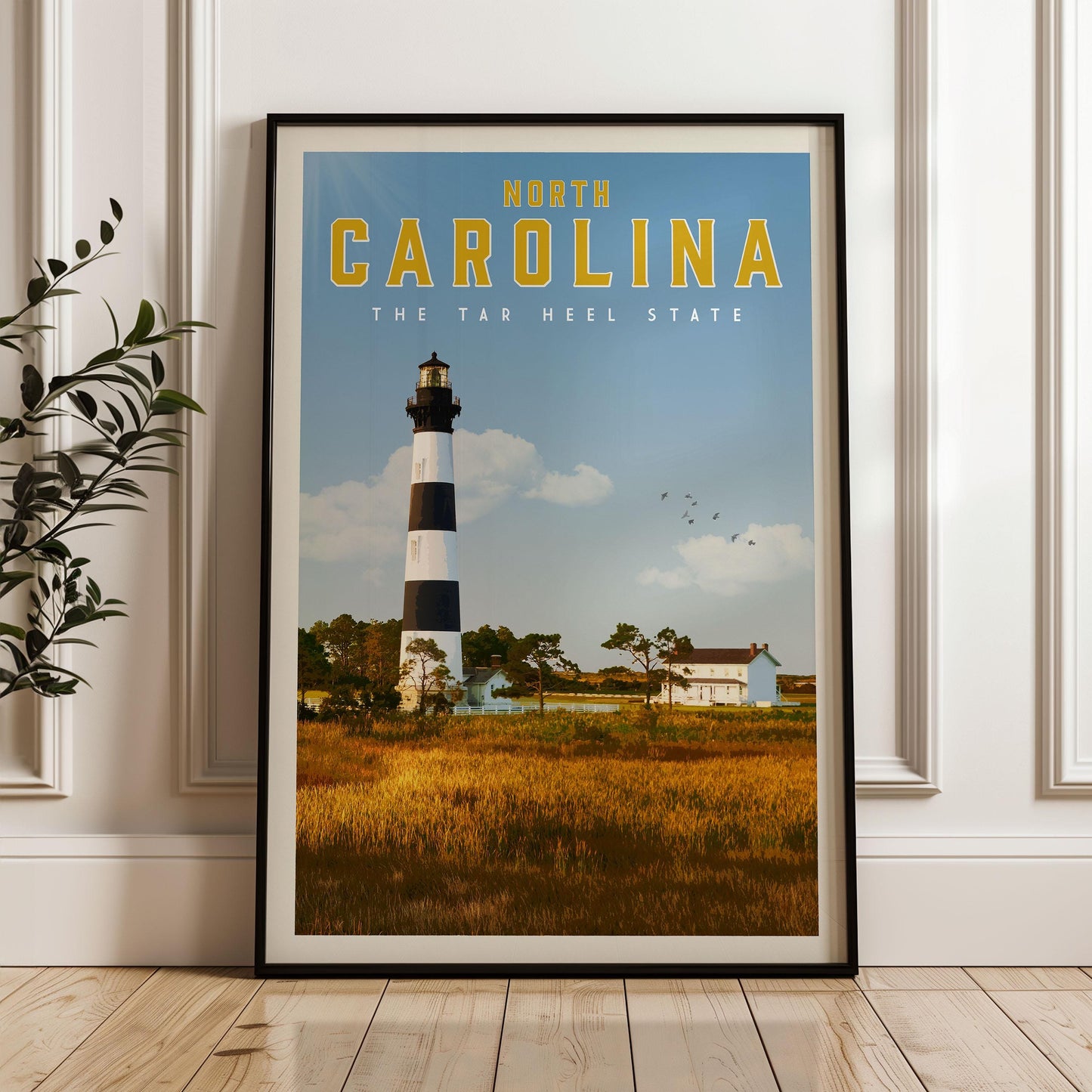North Carolina Poster, North Carolina Framed Print, North Carolina Wall Art Home Decor, North Carolina Gift, Charlotte Travel Poster