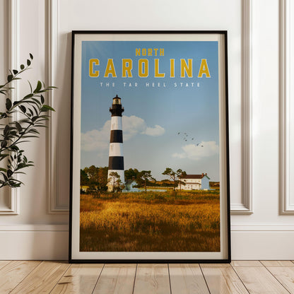 North Carolina Poster, North Carolina Framed Print, North Carolina Wall Art Home Decor, North Carolina Gift, Charlotte Travel Poster