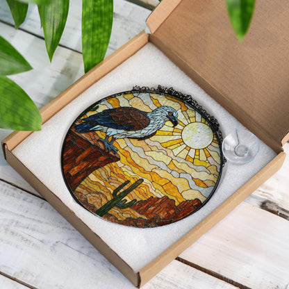 Eagle desert canyon art suncatcher stained glass window decor gift for Independence Day or dad