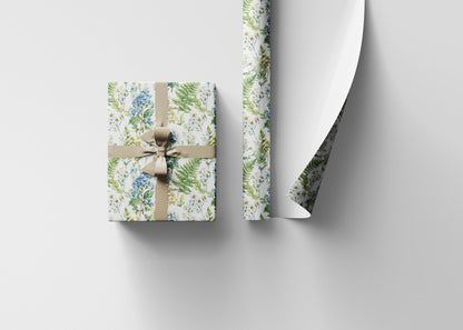 Soft Wildflower Wrapping Paper for Bridal Shower Gifts | Romantic Garden Gift Wrap for Brides and Bridesmaids