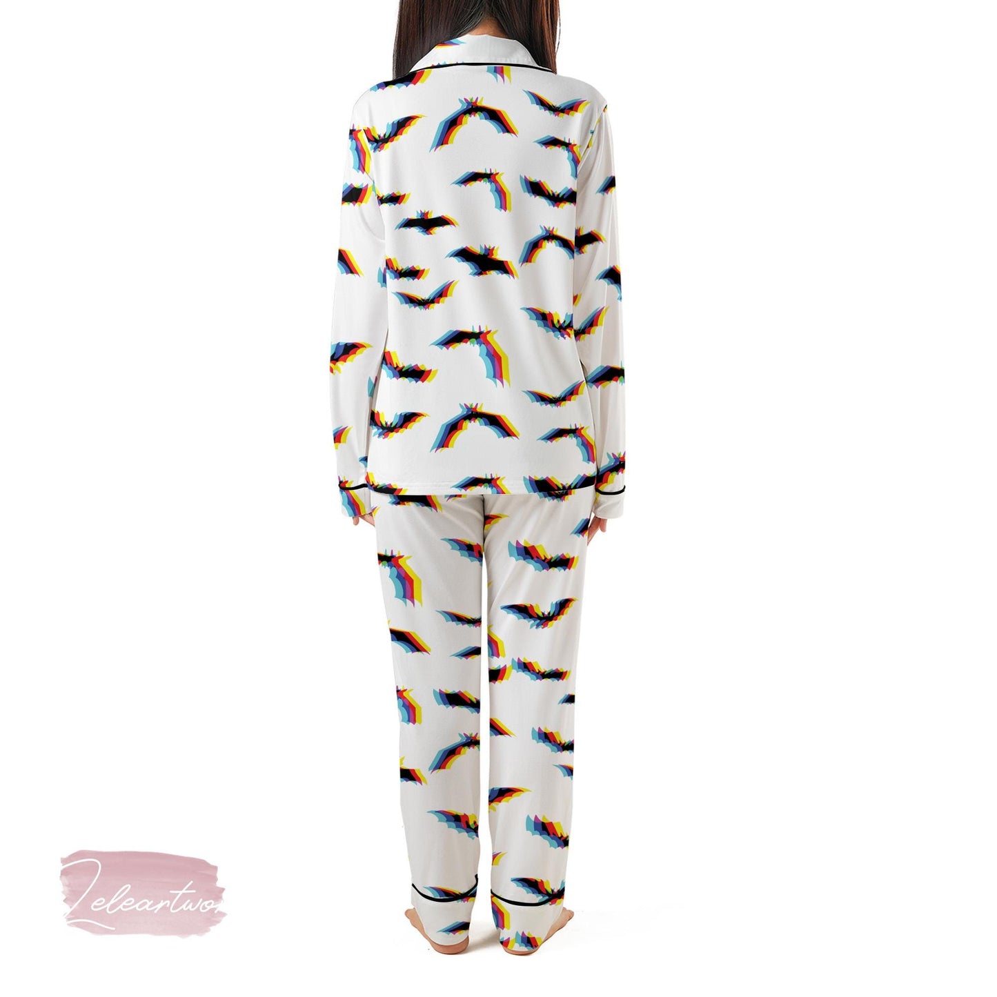 Bat Glitch Color Set – Trippy Rainbow Bat Print Pajama Shorts & Shirt