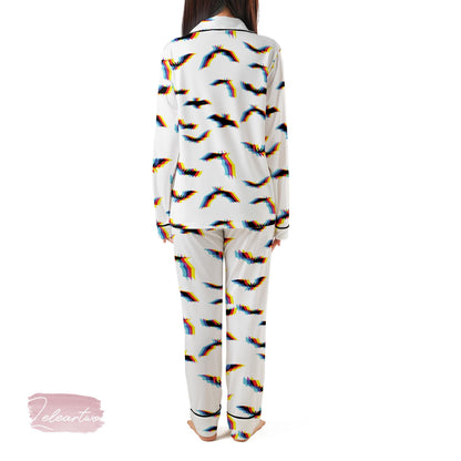 Bat Glitch Color Set – Trippy Rainbow Bat Print Pajama Shorts & Shirt