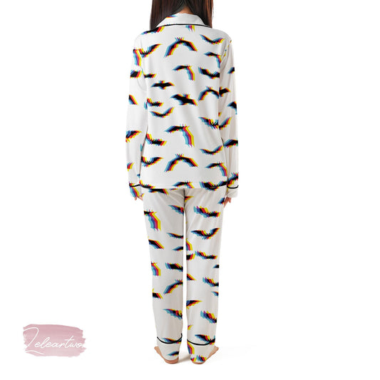 Bat Glitch Color Set – Trippy Rainbow Bat Print Pajama Shorts & Shirt