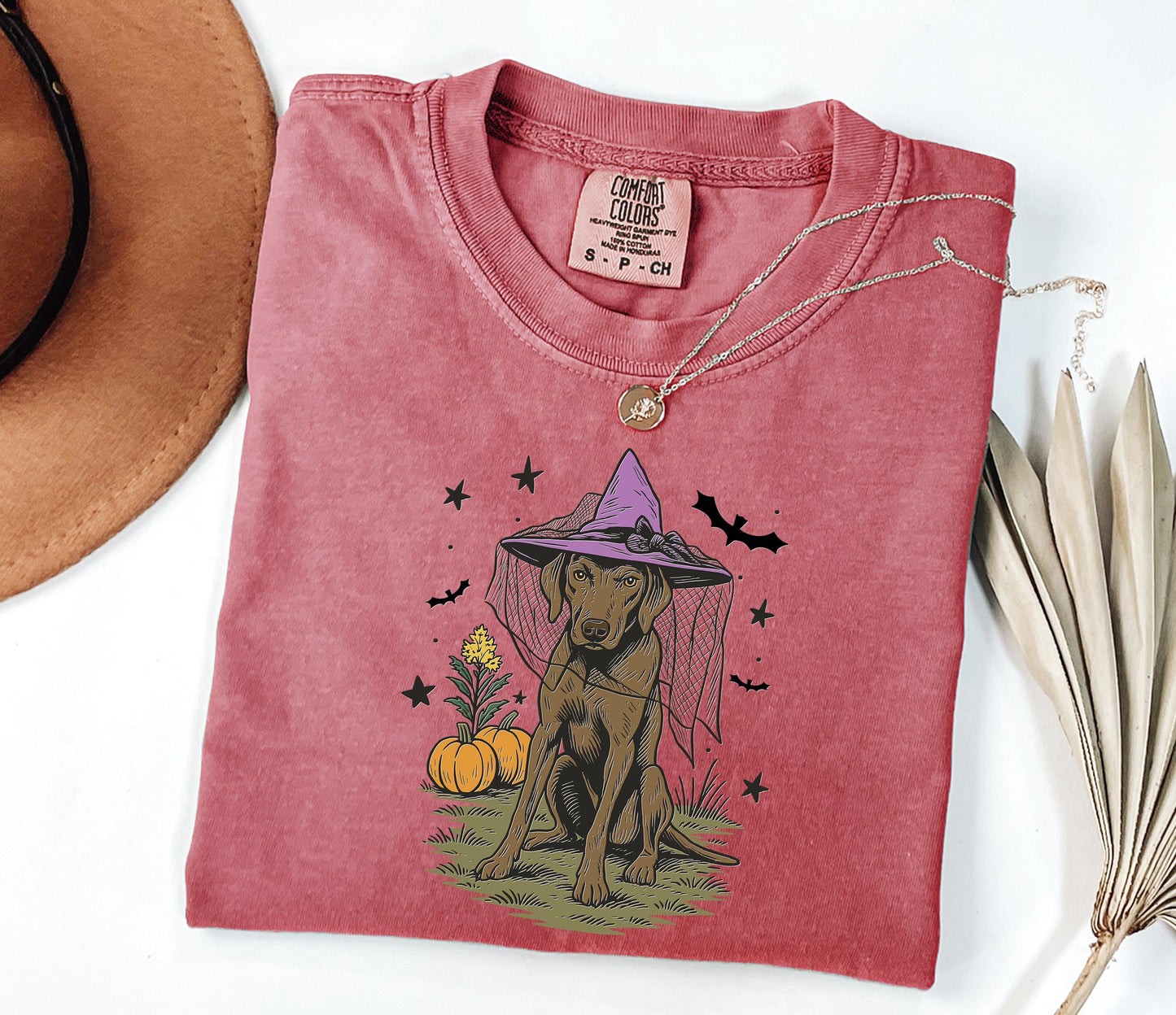 Comfort Colors® Halloween Witch Dog Shirt, Fall Pumpkin Labrador Shirt, Spooky Dog Halloween Shirt, Fall Dog Shirt, Halloween Dog Shirt