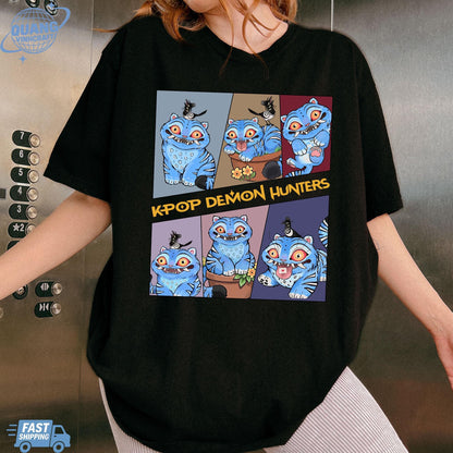 Kpop Demon Hunters Tiger Shirt, Derpy the Tiger And Bird Demon Hunter Tiger Shirt, Hunters Tiger Fan, Animal Shirt, Kpop Movie Fan Gift