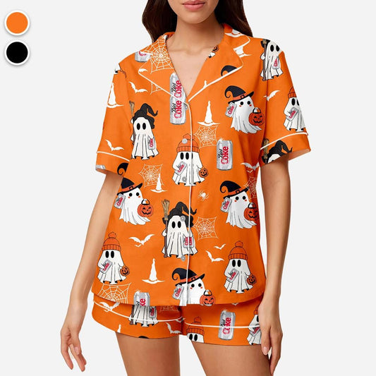 Coquette Halloween Diet Coke Drink Pajamas Satin Set, Mother's Day Gift, Gift For Her, Gift For Mama, Birthday Gift, Bridesmaid Gifts Women