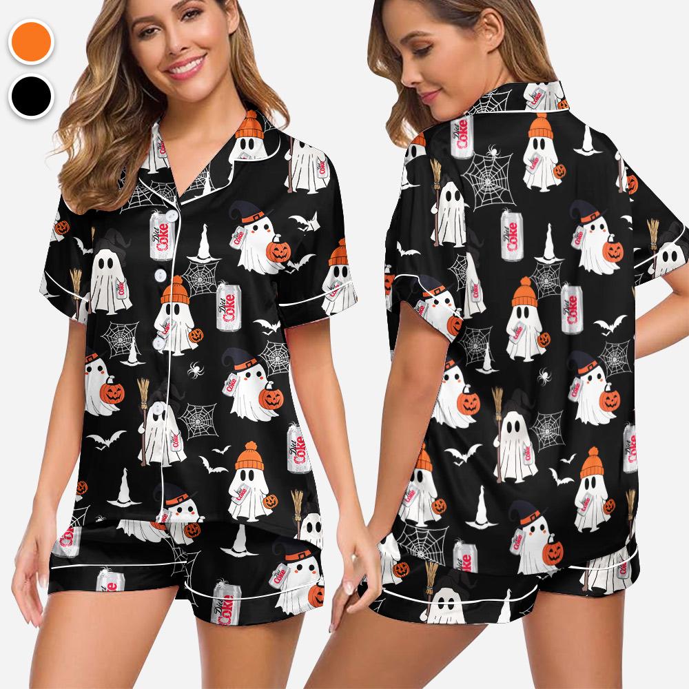 Coquette Halloween Diet Coke Drink Pajamas Satin Set, Mother's Day Gift, Gift For Her, Gift For Mama, Birthday Gift, Bridesmaid Gifts Women