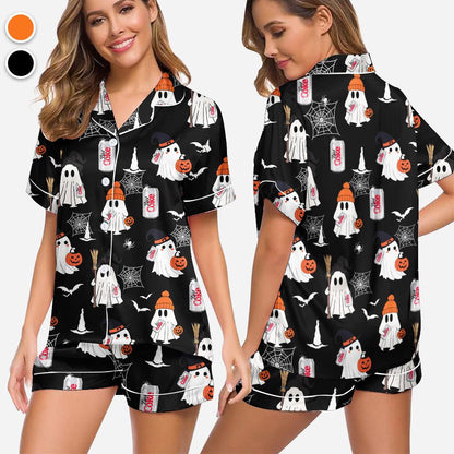 Coquette Halloween Diet Coke Drink Pajamas Satin Set, Mother's Day Gift, Gift For Her, Gift For Mama, Birthday Gift, Bridesmaid Gifts Women