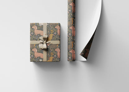 Cute Dachshund floral wrapping paper for Dog Lovers | Weiner Dog gift wrap for Doxie Mama, Dachshund Mom or Sausage Dog Fan