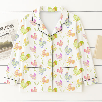 Cute Rooster Pajamas Set, Farmhouse Sleepwear, Colorful Chicken Homewear, Animal  Lover Gift, Chicken Farm Pajamas, Halloween Gift