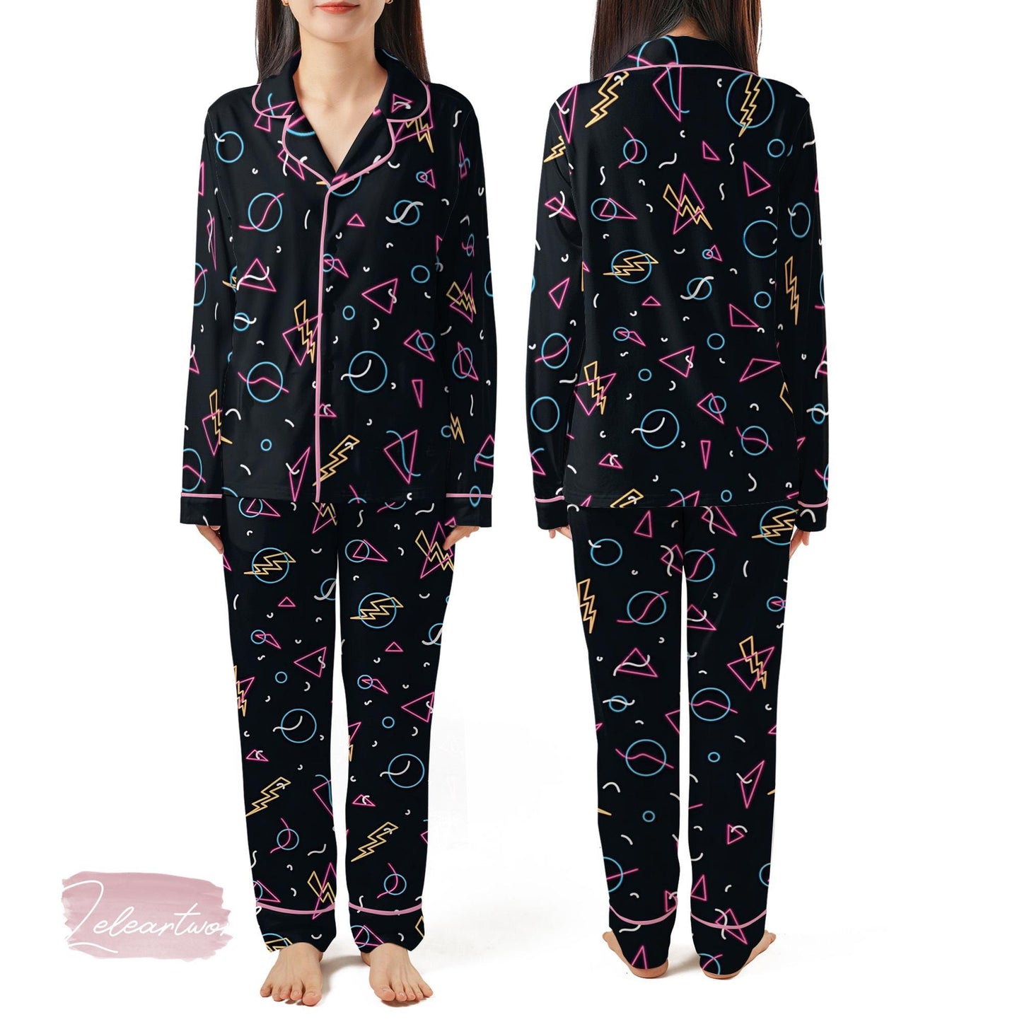 Retro Arcade Carpet Pajama Set – Neon 80s Gamer Short Sleeve Sleepwear, Fun Nostalgic Loungewear Gift for Gamers