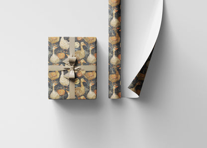 Halloween Goose Wrapping Paper for Autumn Birthdays | Rustic Fall Themed Gift Wrap for Kids, Friends & Family