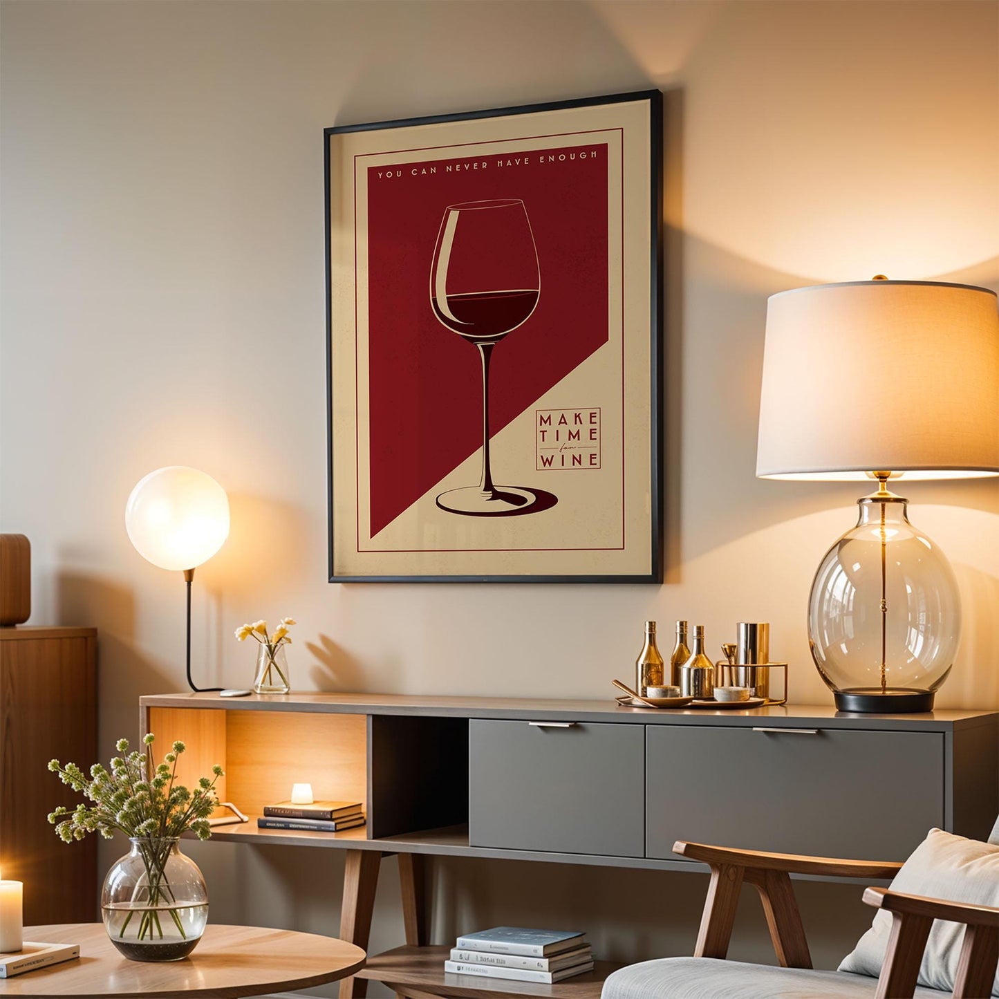 Wine Print, Wine Poster, Bar Wall Art, Bar Cart Art Prints, Retro Cocktail Print, Bar Accessories, Mid Century Modern Wine Wall Art
