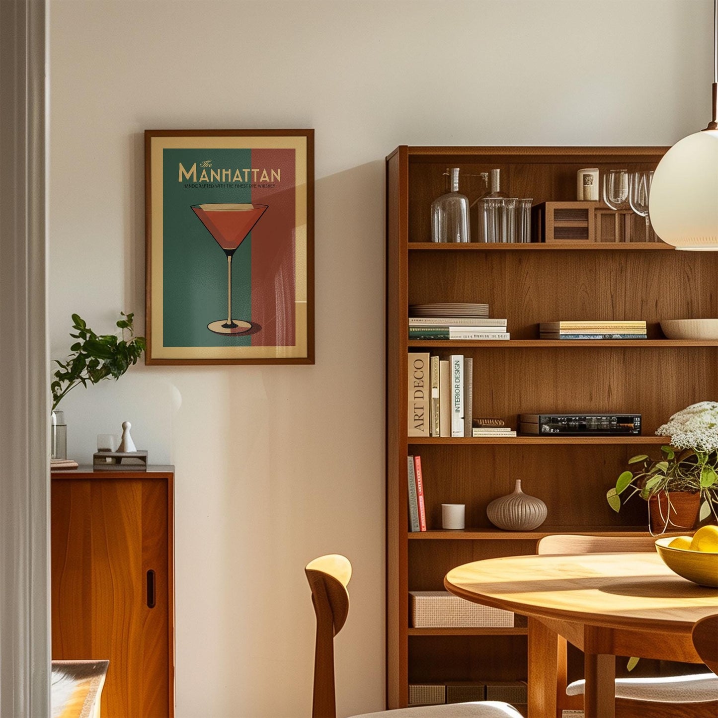 Manhattan Cocktail Print, Manhattan Cocktail Poster, Bar Wall Art, Classic Bar Cart Art Prints, Retro Cocktail Print, Bar Cart Accessories