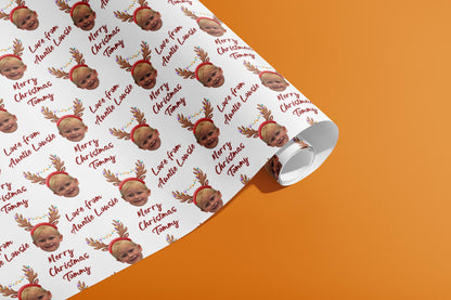 Reindeer Christmas Wrapping Paper, Custom, Gift Wrap, Personalised Paper, Your Details, Holiday, Packing Paper, Christmas, Santa Hat, Recyle