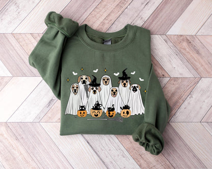 Halloween Ghost Dog Shirt, Cute Ghots Dog T-shirt, Spooky Season Outfit, Retro Halloween Tees, Halloween Dog Clothing Gifts