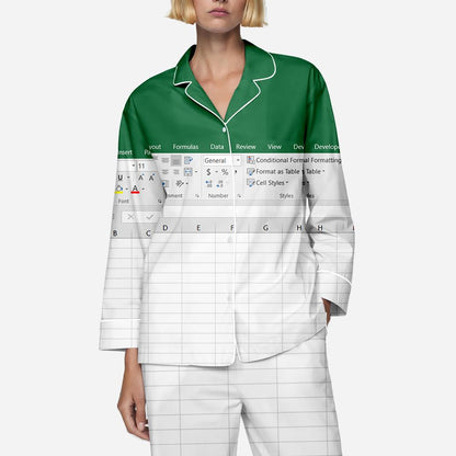Funny Excel Pajamas Set, Funny Microsoft Excel Pajamas Set 2025, Microsoft Excel Pajamas Set, Excel Funny Work Button Up Pajamas Set, Excel.