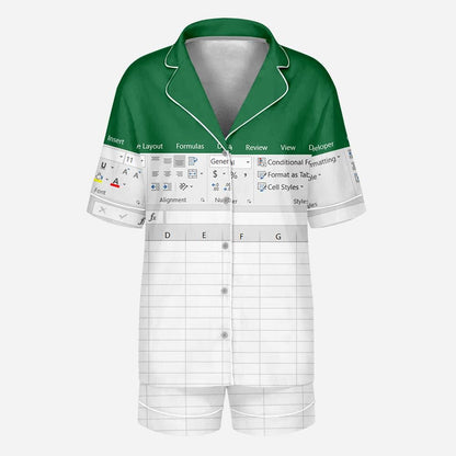 Funny Excel Pajamas Set, Funny Microsoft Excel Pajamas Set 2025, Microsoft Excel Pajamas Set, Excel Funny Work Button Up Pajamas Set, Excel.
