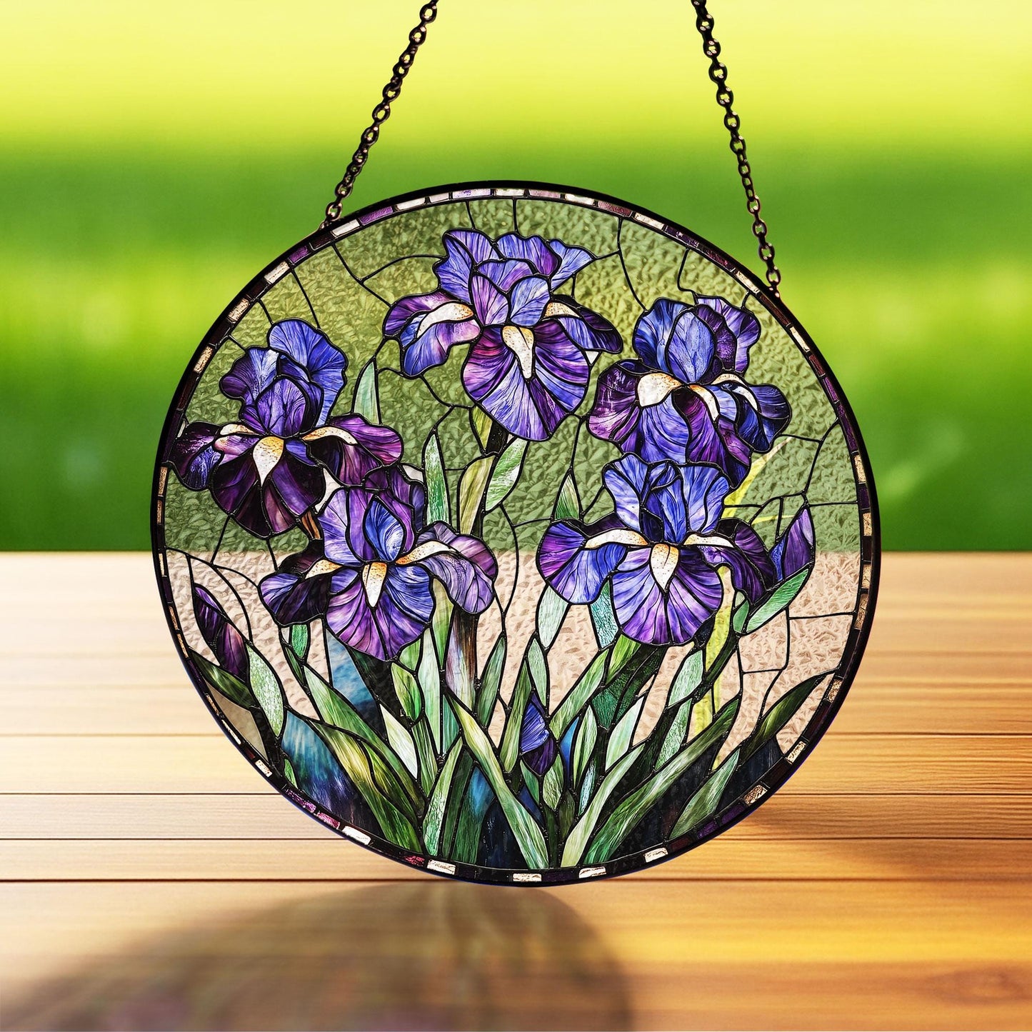 Purple Iris Stained Glass Suncatcher, Iris Flower Suncatcher, Iris Flower Gift, Flower Glass Suncatcher, Sunlight Catcher for Home Decor
