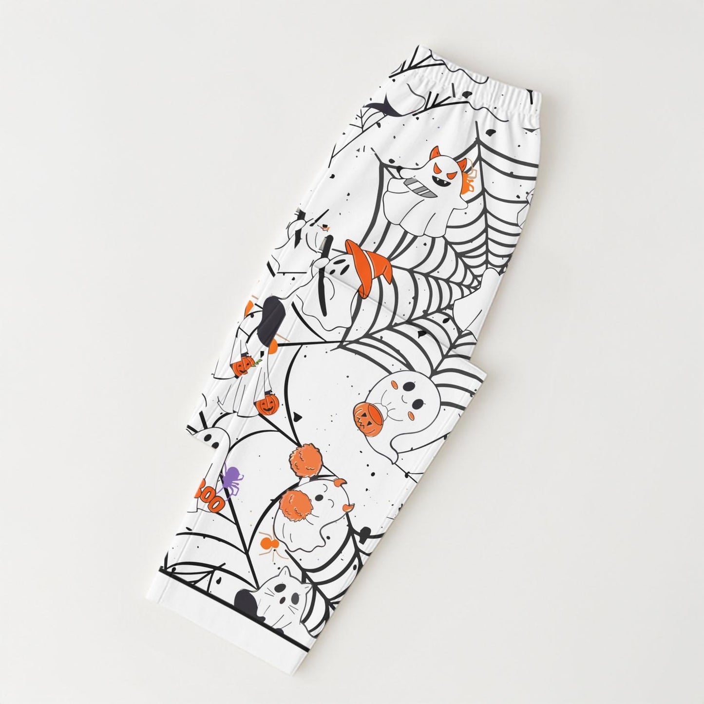 Halloween Ghost And Spider Web Pajamas Set, Witch Ghost And Pumpkin Homewear, Halloween Pattern Sleepwear, Spooky Season Gift