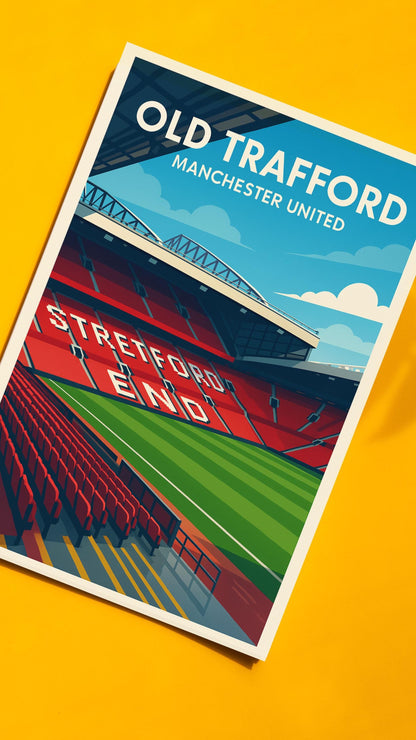 Manchester United Old Trafford Poster Wall Art, Football Premier League Print, Home Decor Gift for Wedding & Birthday, Man United Poster