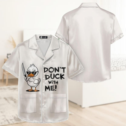 Funny Duck Short Satin Pajamas, Dont Duck With Me Pajamas Women, Quirky Animal Nightwear Bridesmaid Pajamas, Soft Summer Animal Pajamas
