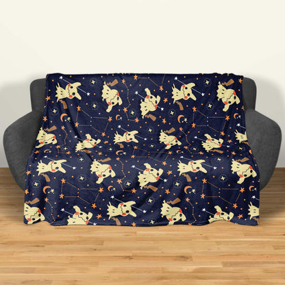 Mimikyu Fleece Blanket, Cute Ghost Throw Blanket, Soft Cotton Cozy Blanket for Bed or Couch, Kawaii Halloween Gifts