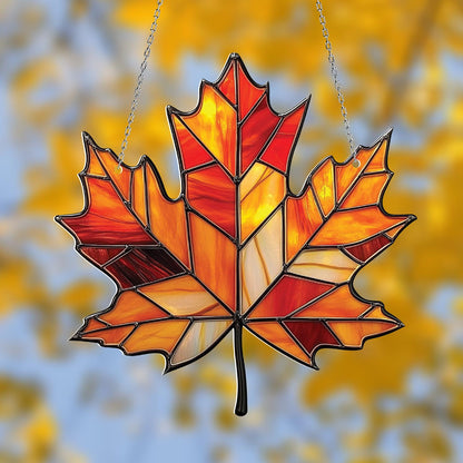 Autumn Maple Leaf Acrylic Window Hanging, Fall Mosaic Maple Leaf Window Hanging, Perfect for Home & Garden Decor Gift, Housewarming gift
