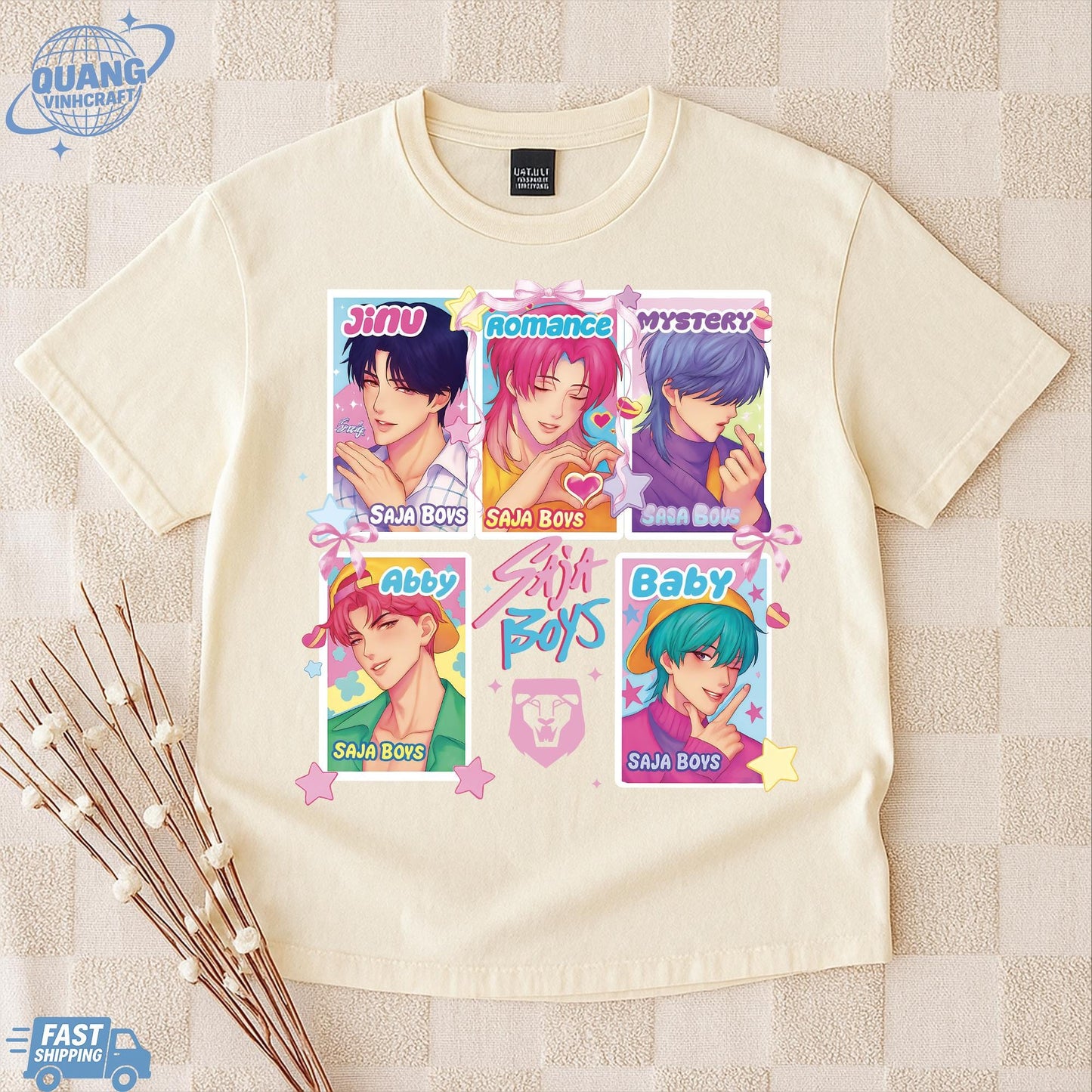 Kpop Saja Boys Shirt, Kpop Demon Hunters T-shirt, Demon Hunters Merch, Kpop Huntrix Pin shirt, Saja Boys Fan Gifts