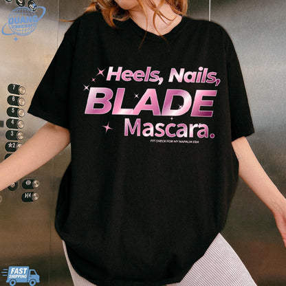 Fit Check For My Napalm Era Shirt, Heels Nails Blade Mascara Sweatshirt, Kawaii Korean Pop Merch Gift