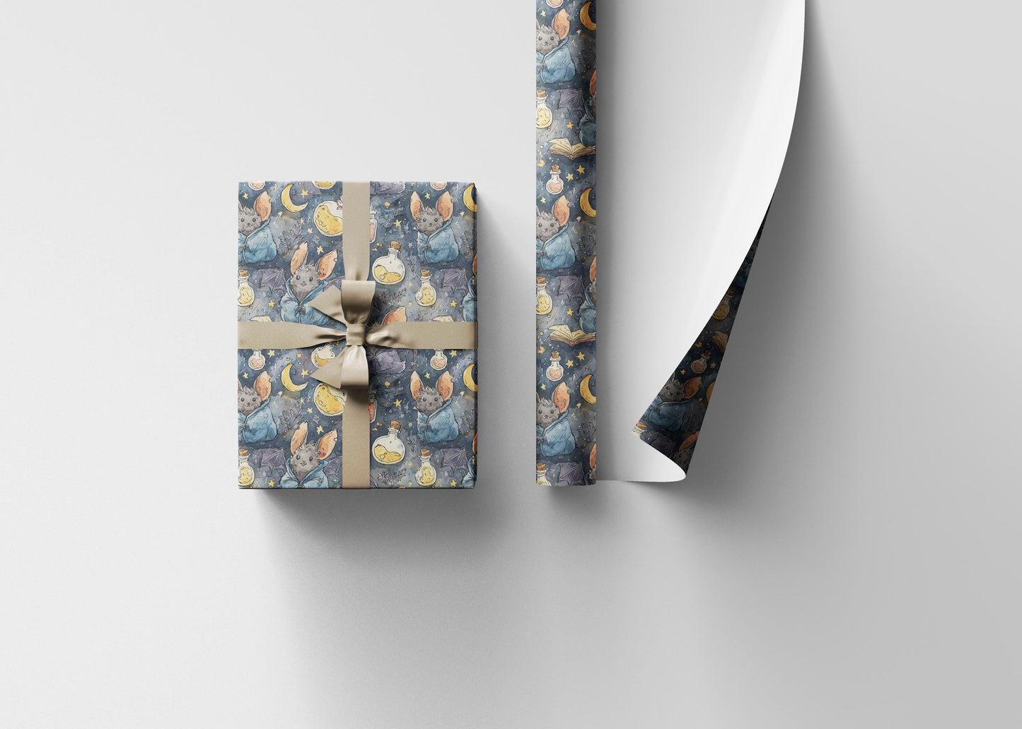Pastel Goth Bat Wrapping Paper for Halloween Baby Showers, Creepy Cute Birthday Wrap for Alternative Moms #11