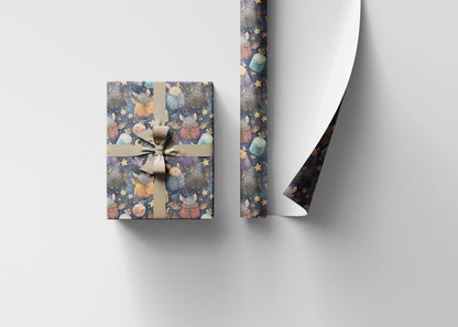 Goth Baby Birthday Wrapping Paper with Creepy Cute Bat Theme, Witchy Halloween Present Wrap for Moms & Kids #12