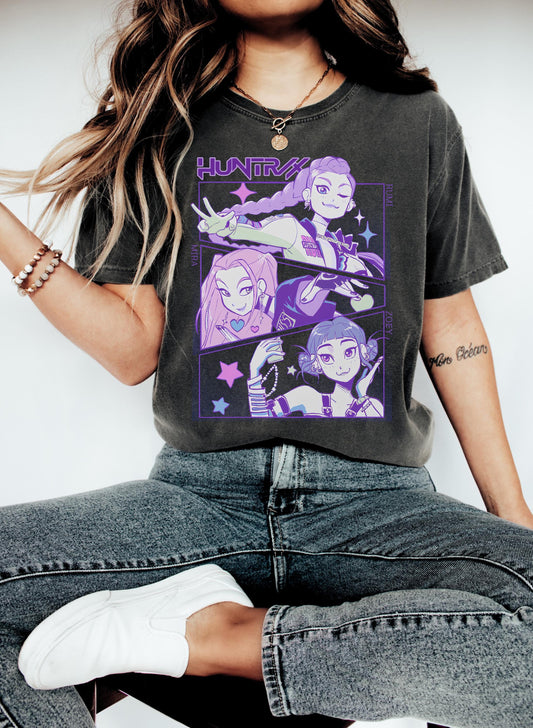 Huntrix Girls Shirt,Kpop Demon Hunters T-shirt,Vintage Huntrix Shirt,Huntrix Fan Shirt Gift,Rumi Zoey Mira Graphic Shirt,Kpop Huntrix