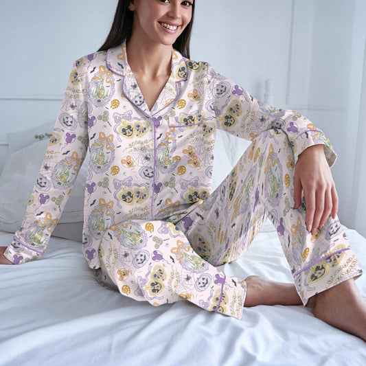 Halloween Heart Locket Pajama Set, Trick or Treat Sleepwear, Mickey's Not So Scary Party, Spooky Vibe Loungewear, Mickey Coquette Bow Locket