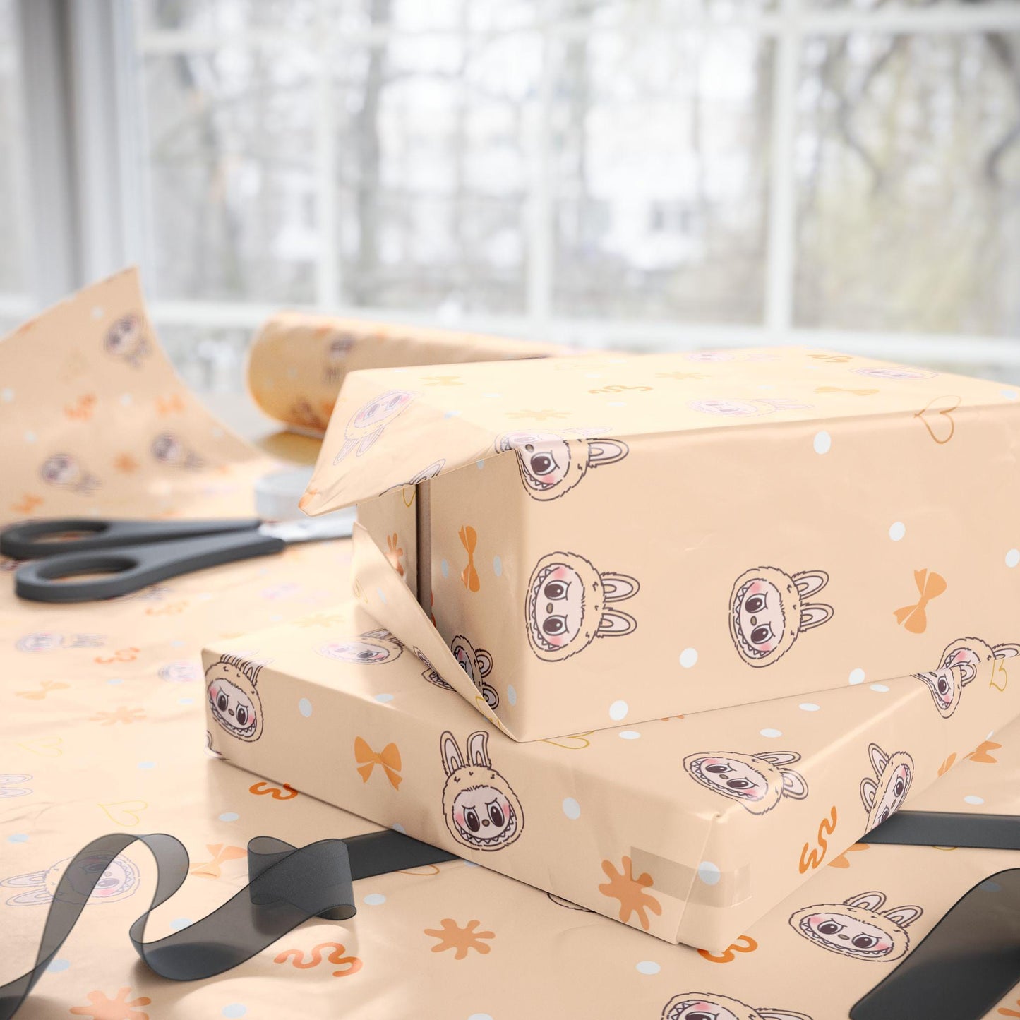Cute Kawaii Monster Wrapping Paper for Teen Girl Boy Baby Birthday Gift Wrap Cartoon Creatures Party Supply Kids Custom Birthday Wrap